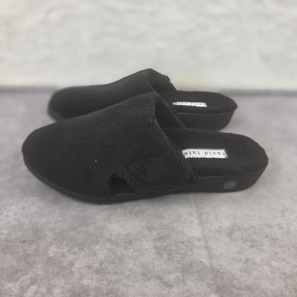 David Tate Cuddle Black Fabric Slip On Mule Slippers Womens 11M NWF21-213